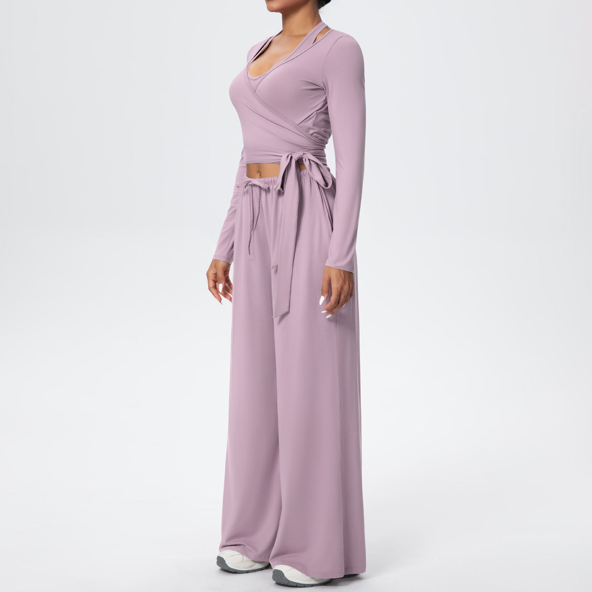 Brushed Quick Drying Yoga Suit Sling Beautiful Back Strap Long Sleeve Hammer Yoga Trousers Three Piece Set - Modestly Vogue 