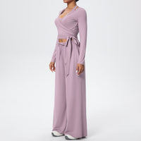 Brushed Quick Drying Yoga Suit Sling Beautiful Back Strap Long Sleeve Hammer Yoga Trousers Three Piece Set - Modestly Vogue 