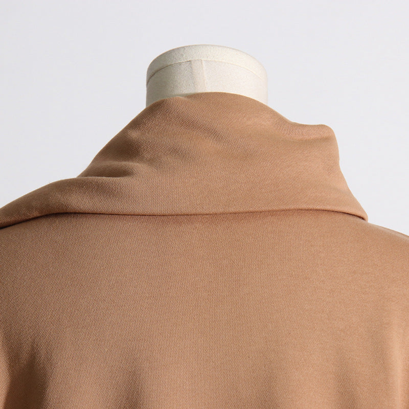 Solid Color Women Sweatshirt Casual Loose Scarf Collar - Modestly Vogue 