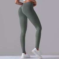Seamless Knitted Yoga Pants Cross Waist Peach Hip Raise Yoga Pants - Modestly Vogue 