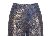 Niche Printed Gradual Layer Leopard Print Jeans Women Autumn Loose Street Straight Leg Trousers Tide