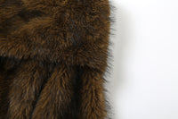 Brown Fur Cropped Of The Shoulder Loose Comfortable Plush Top - Modestly Vogue 