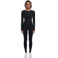Seamless Knitted Outdoor Cycling Clothing Sports Yoga Long Sleeve Shapewear Ski Sports Sets - Modestly Vogue 
