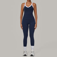 Contrast Color Binding Sports Suit Women Tight Nude Feel Yoga Clothes Sports Outdoor Fitness Two Piece Sets