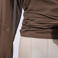 Earthtone Casual Lace up Waist Controlled Lightweight Hooded Simple Shirt Top for Women - Modestly Vogue 