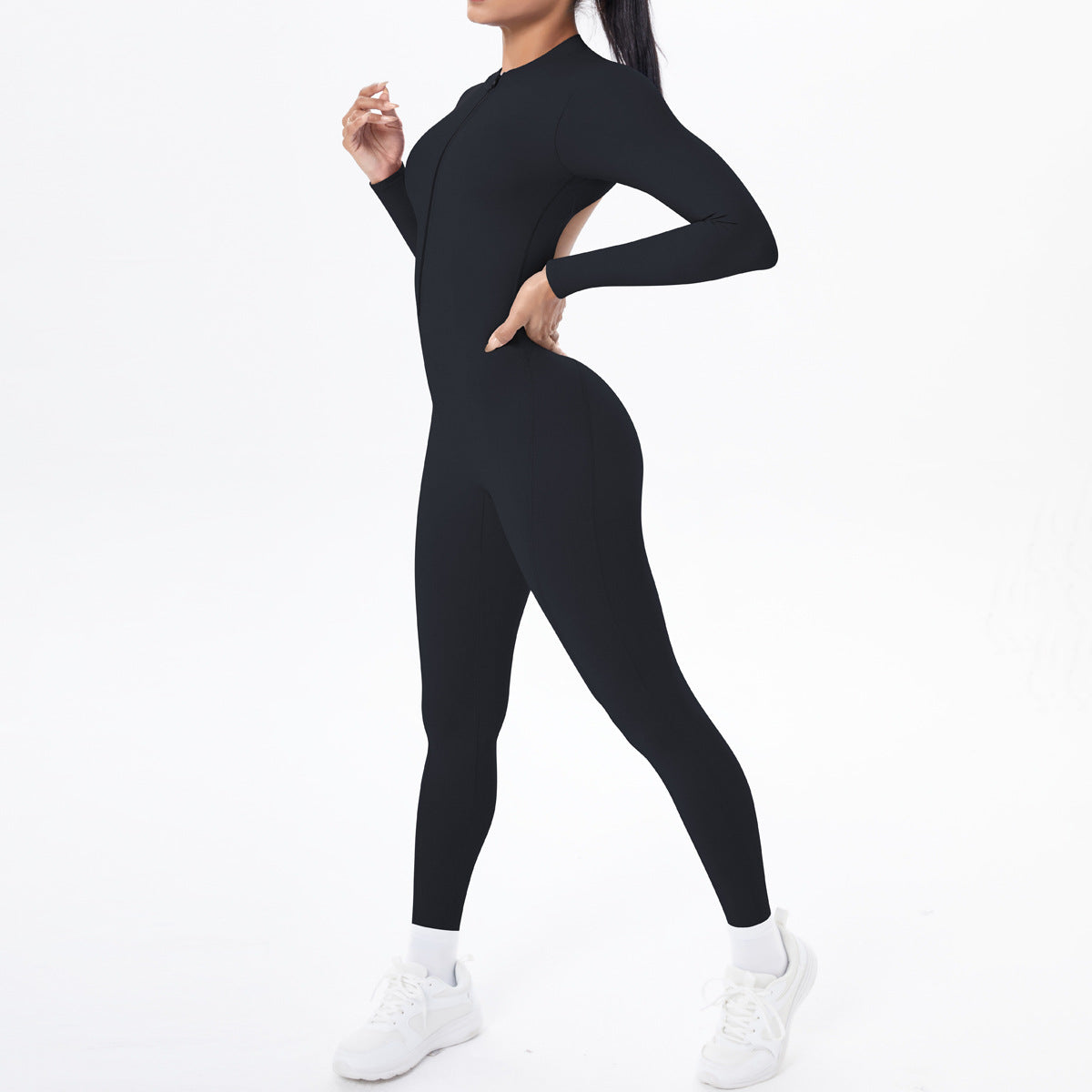 Long Sleeve Zipper One-Piece Fitness Unitard | Women’s Yoga Jumpsuit
