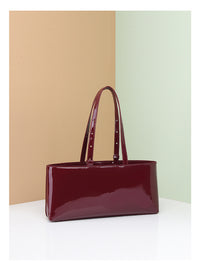 Burgundy Patent Leather Handbag Purse - Modestly Vogue 