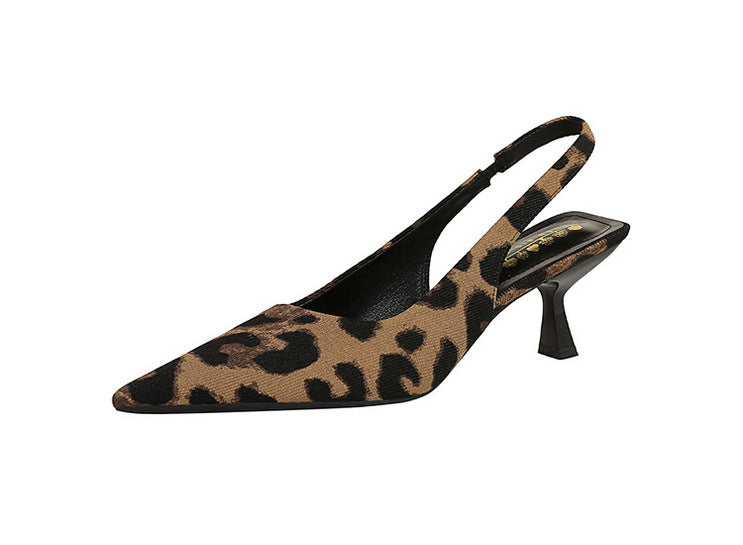 Kitten Heel Slingback PU Leather Closed Toe Heels Sandals Shoes - Modestly Vogue 