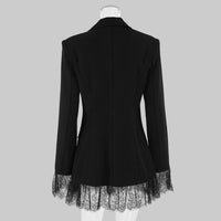 Women’s Black Lace Stitching Long Sleeve Office Blazer