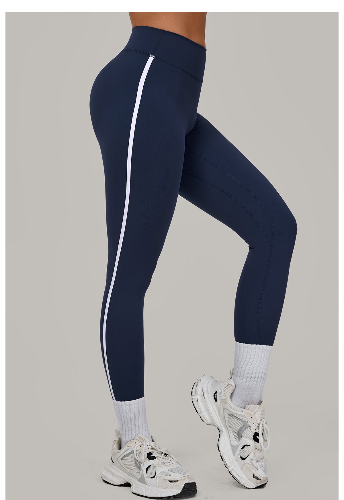 Color Contrast Patchwork Running Quick Drying Fitness Pants Breathable Outer Wear Tight Sports Pants High Waist Hip Lift Yoga Pants Women