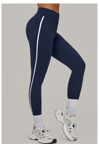 Color Contrast Patchwork Running Quick Drying Fitness Pants Breathable Outer Wear Tight Sports Pants High Waist Hip Lift Yoga Pants Women