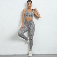 Leopard Print Yoga Clothes Beauty Back Tight Sports Suit Peach Hip Raise High Waist Fitness Suit Women