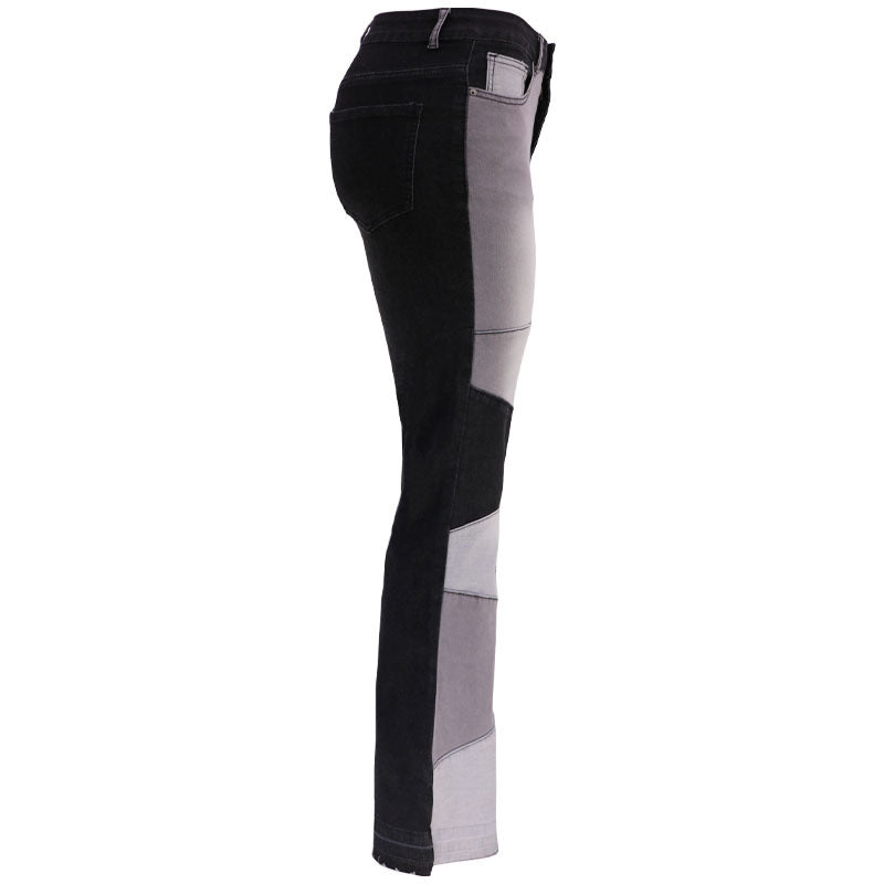 Autumn Women Clothing Denim Wide Leg Stitching Jeans Women - Modestly Vogue 