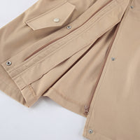 Women Mid Length Drawstring Trench Coat Casual Loose Fit - Modestly Vogue 
