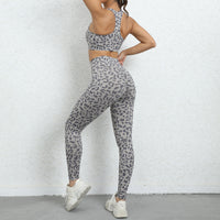 Leopard Print Yoga Clothes Beauty Back Tight Sports Suit Peach Hip Raise High Waist Fitness Suit Women