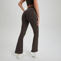 Lycra High-Waist Pleated Yoga Pants | Bell Bottom Activewear - Modestly Vogue 