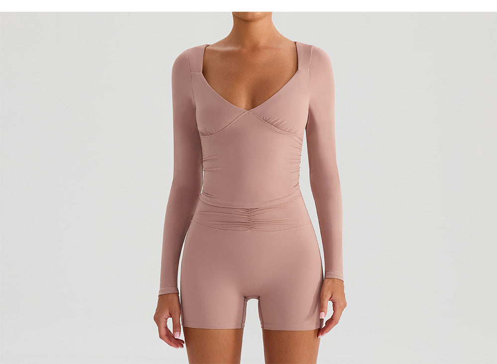 Deep V Plunge Neck Yoga Jacket – Cutout Beauty Back Fitness Outerwear