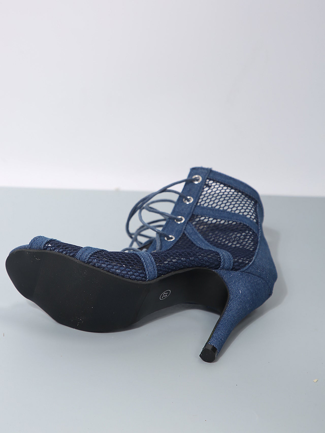 Mesh Peep Toe Lace Up High Heel Sandal Boots for Women - Modestly Vogue 