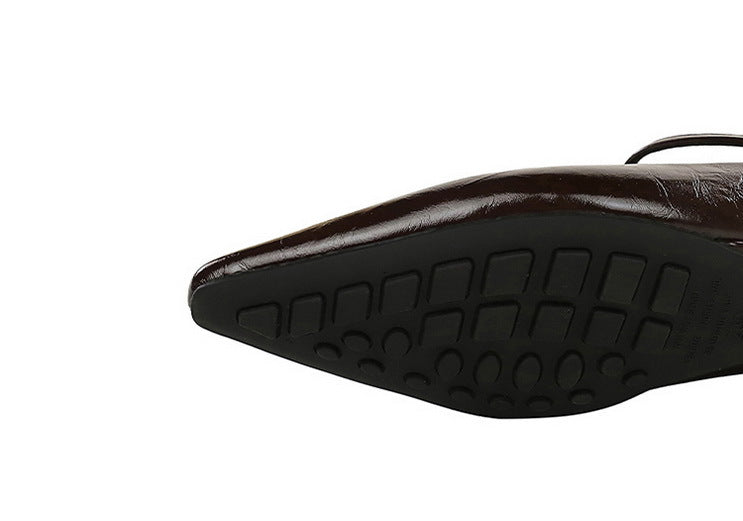 Women’s Low Heel Wedge Mary Jane Shoes with Pointed Toe