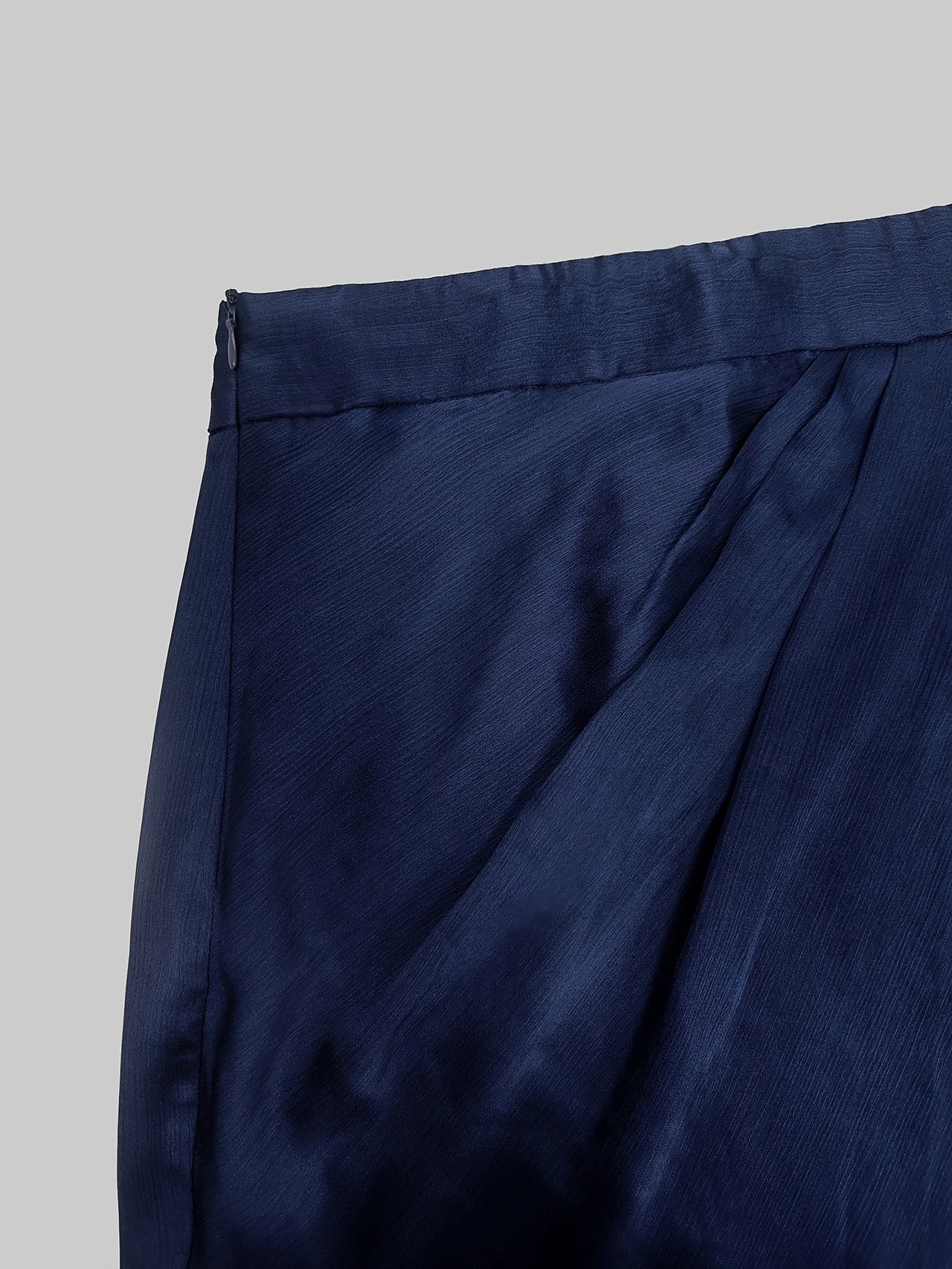 Two Piece Simple Elegant Office Drape Shirt High Waist Ruched Mid Length Skirt Two Piece Sets - Modestly Vogue 
