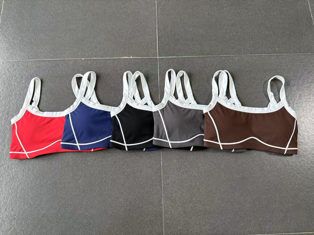 Autumn Sand Color Contrast Patchwork Yoga Bra Double Shoulder Strap Beauty Back Quick Drying Sports Tops Outerwear Running Yoga Clothes