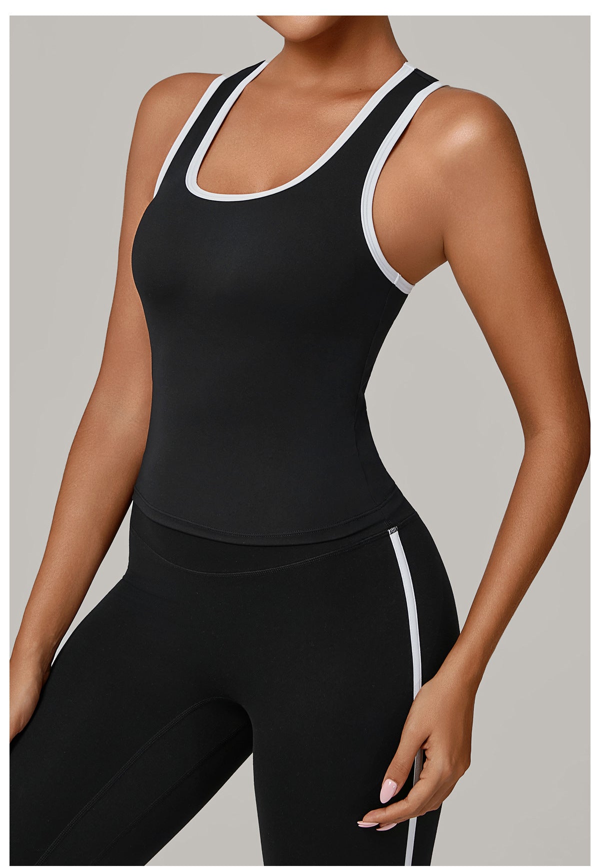 No Chest Pad Stitching Contrast Color Beauty Back Yoga Vest Quick Drying Workout Top Outer Wear Running Exercise Vest Women