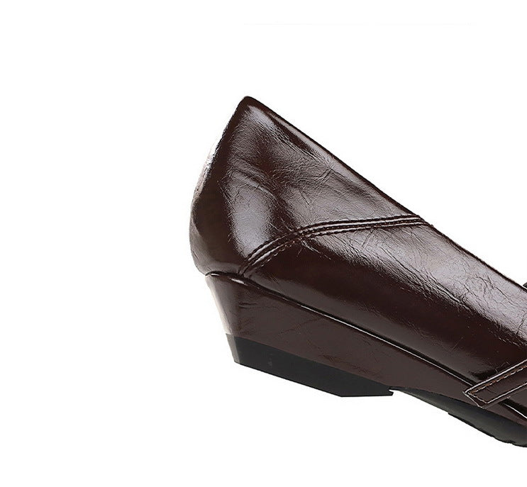 Women’s Low Heel Wedge Mary Jane Shoes with Pointed Toe