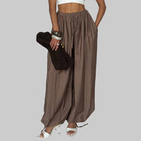 Women Clothing Autumn High Waist Loose Lace up Trousers All Matching Comfortable Casual Pants