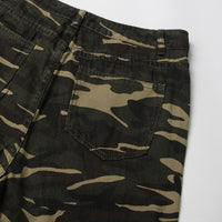 Earthtone High Street Retro Denim Camouflage Pants - Multi Pocket Workwear for Women