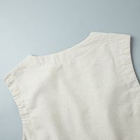 Linen Vest Pants Summer Sleeveless Vest Wide Leg Pants Casual Two Piece Sets - Modestly Vogue 