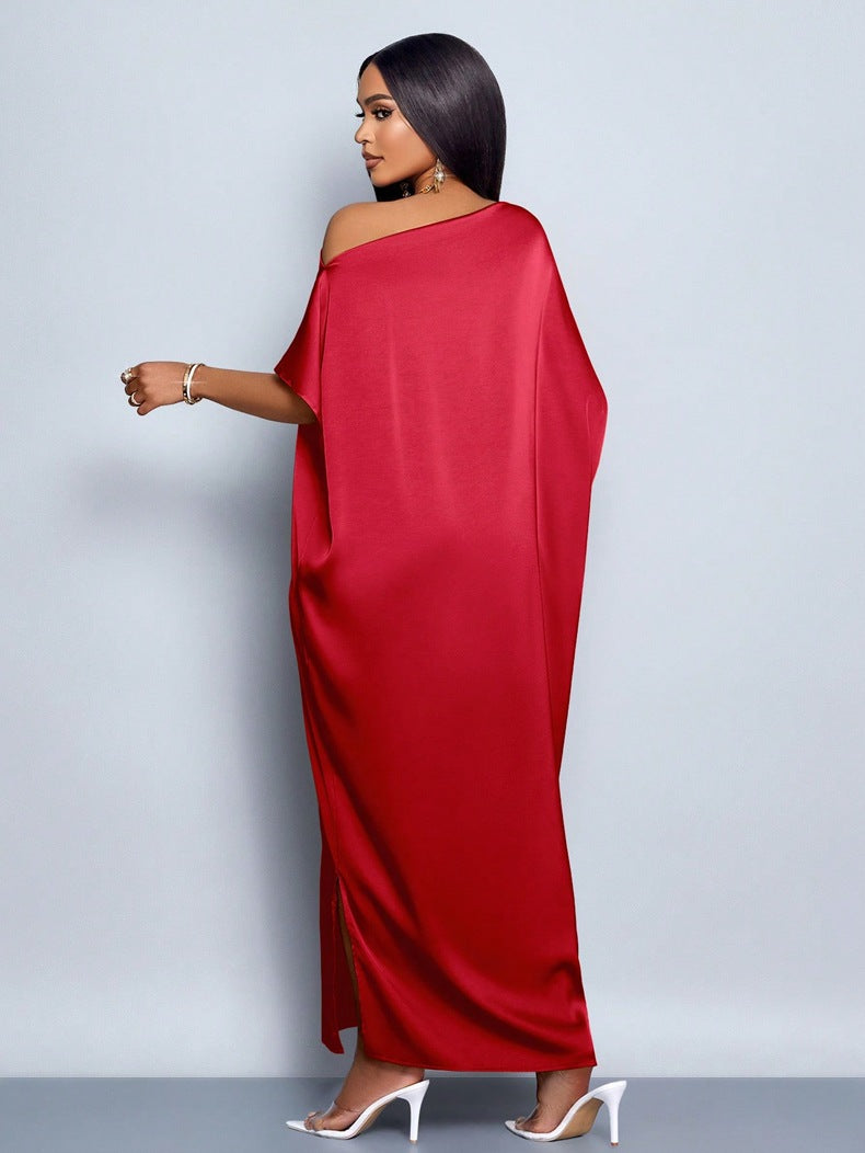 Women’s Yellow Satin Maxi Dress – Elegant Summer Style - Modestly Vogue 