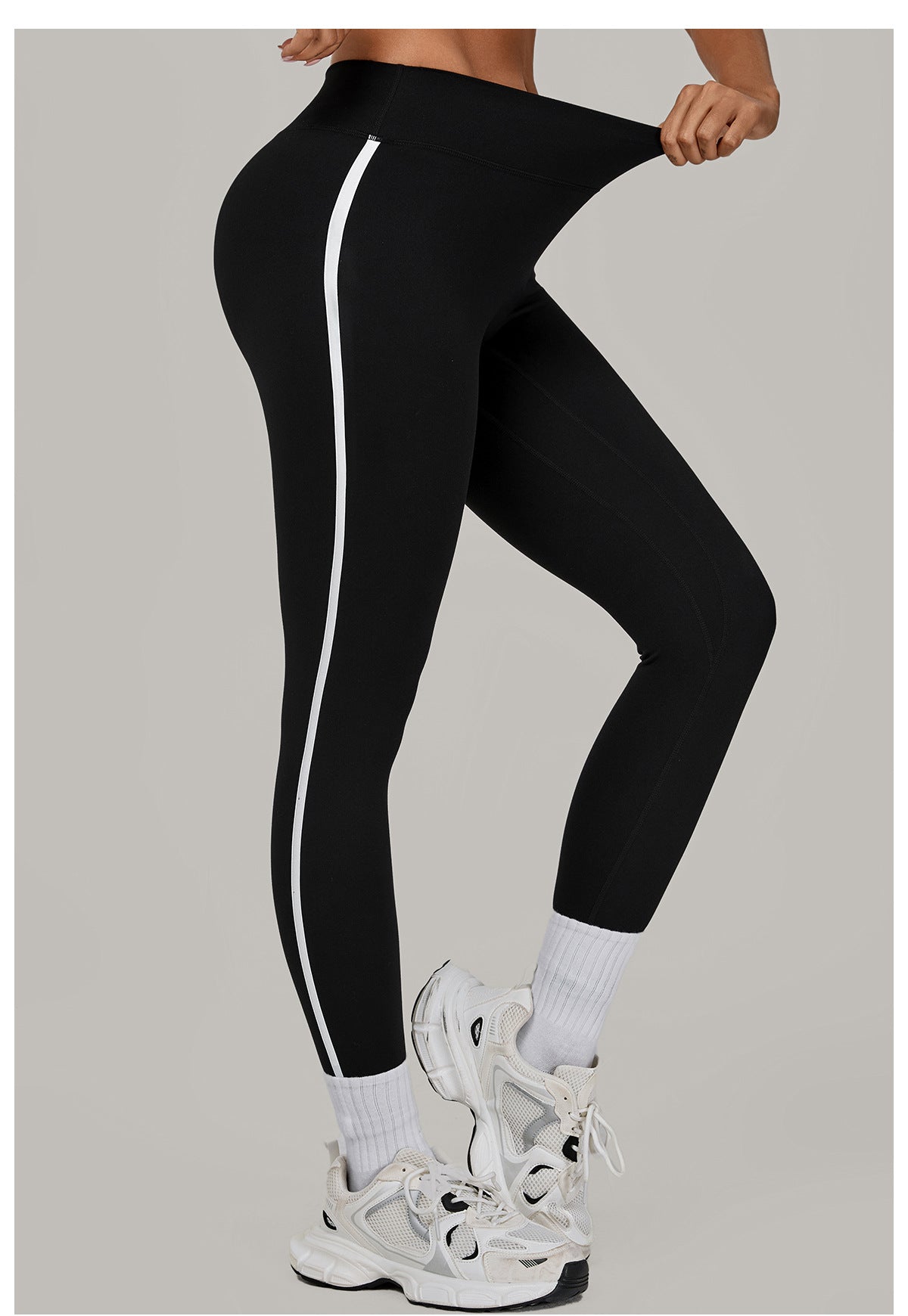 Color Contrast Patchwork Running Quick Drying Fitness Pants Breathable Outer Wear Tight Sports Pants High Waist Hip Lift Yoga Pants Women