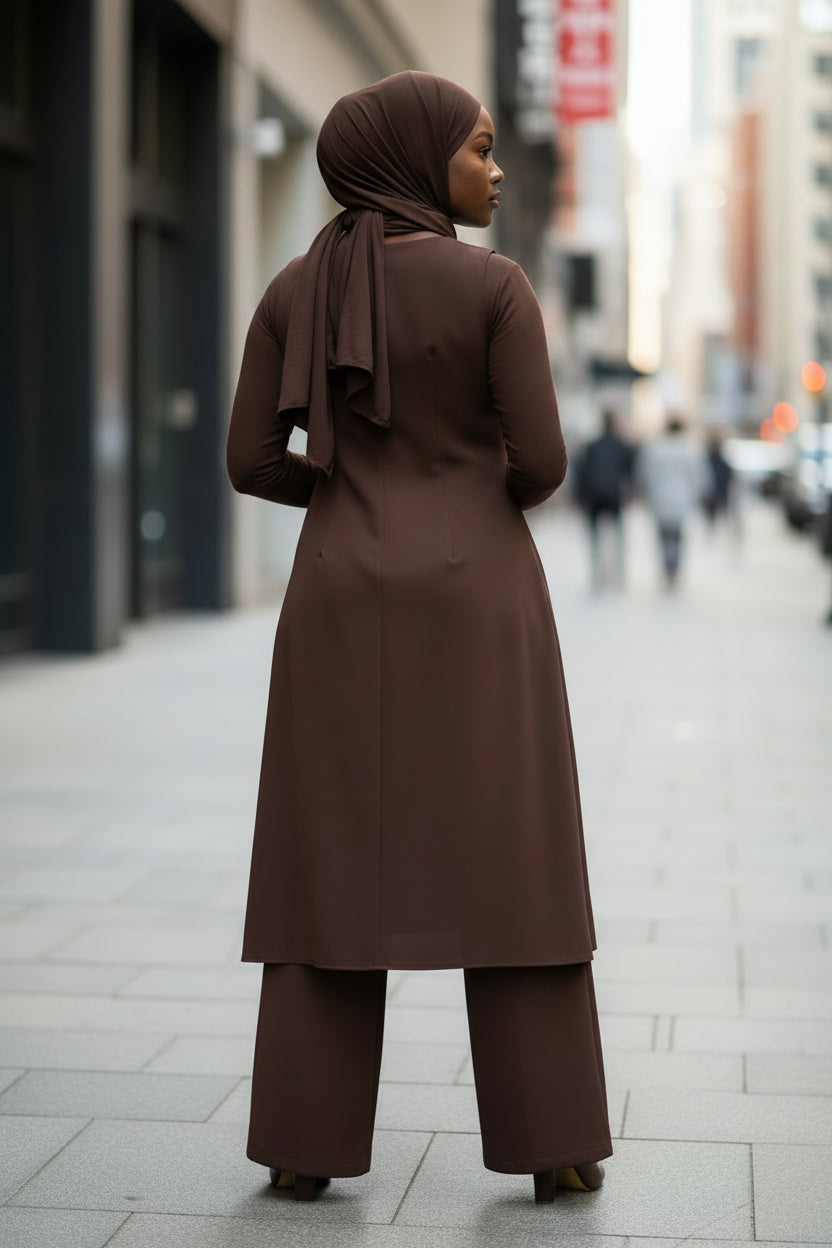 Layered Wide-Leg Pant Set - Modestly Vogue 
