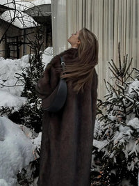 Luxury Faux Fur Coat – Brown Fluffy Long Winter Coat