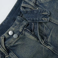 Distressed Split Pocket Jeans Low Waist Wide Leg Jeans - Modestly Vogue 