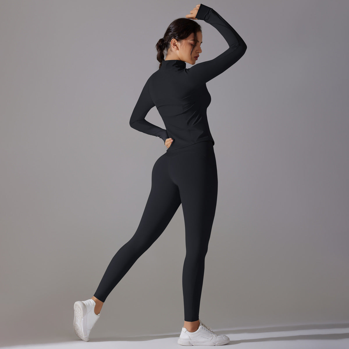 Trendy Push-Up Long Sleeve Yoga Set – Slim Zipper Workout Clothes for Women - Modestly Vogue 