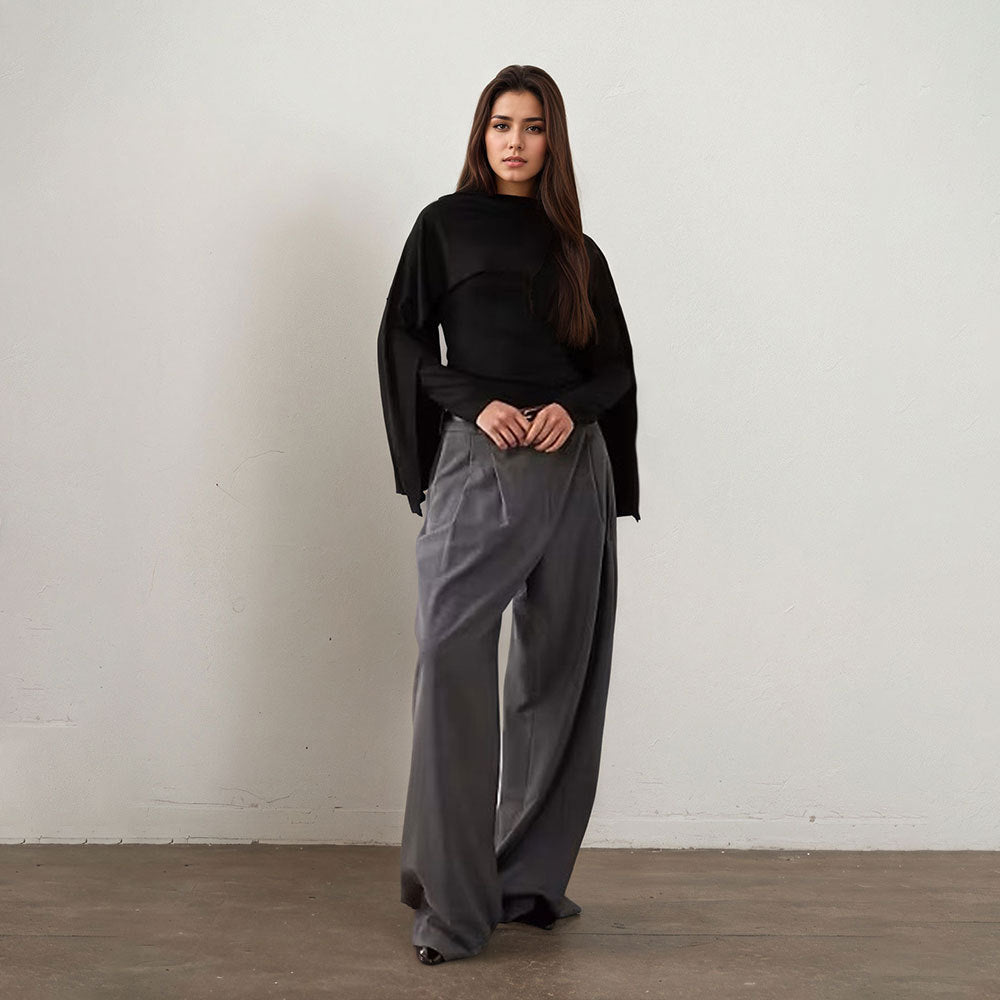 Women Dark High Grade Cape Sleeve Women Autumn Winter Niche Top