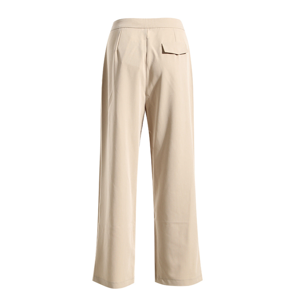 Neutral Classic All Matching Casual Pants Women Spring Summer High Waist on Both Sides Metal Buckle Slim Fit Flab Ankle Length Pants - Modestly Vogue 