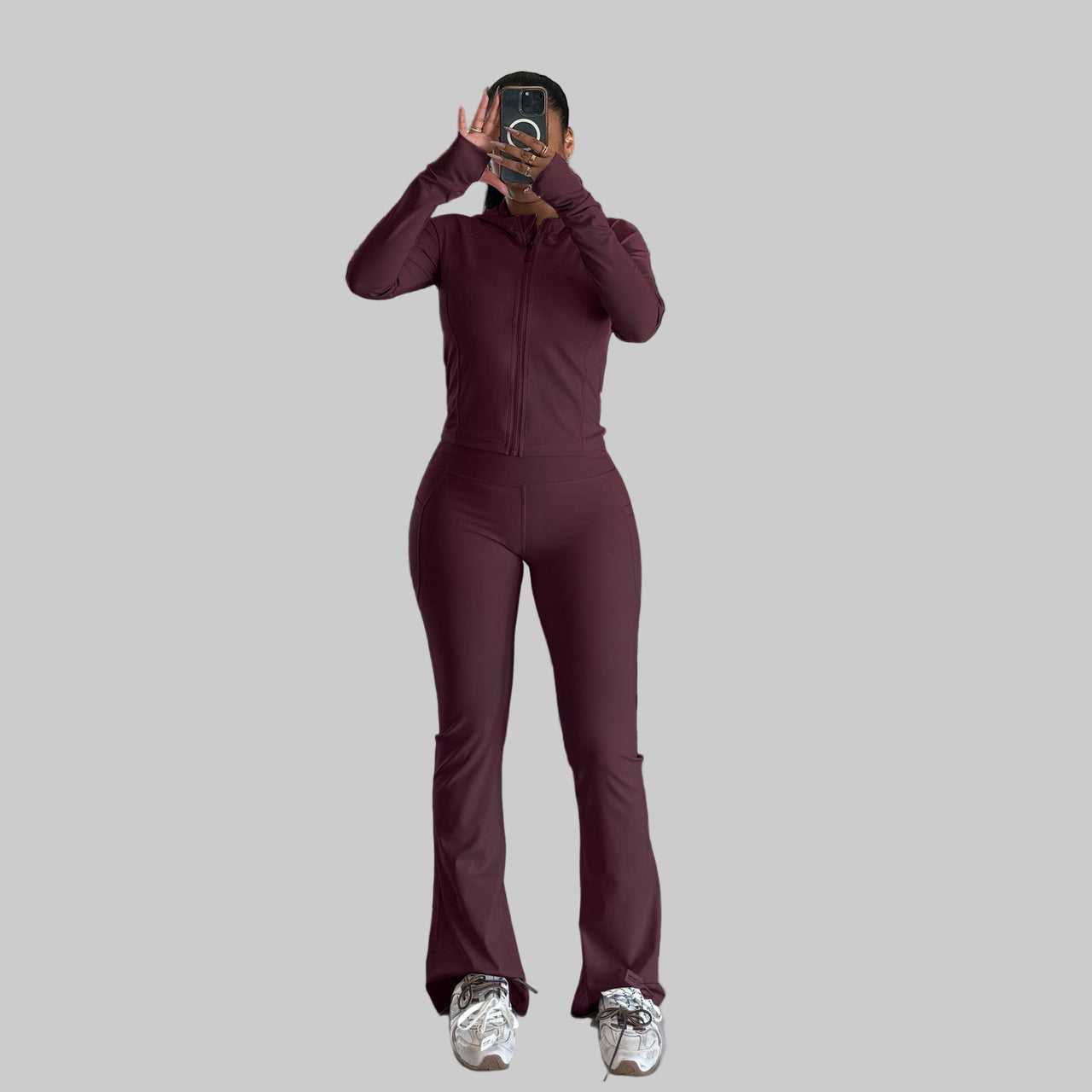 Yoga Tight Quick-Drying Fitness Pocket Zipper Yoga Clothes Outdoor Running Sports Set - Modestly Vogue 