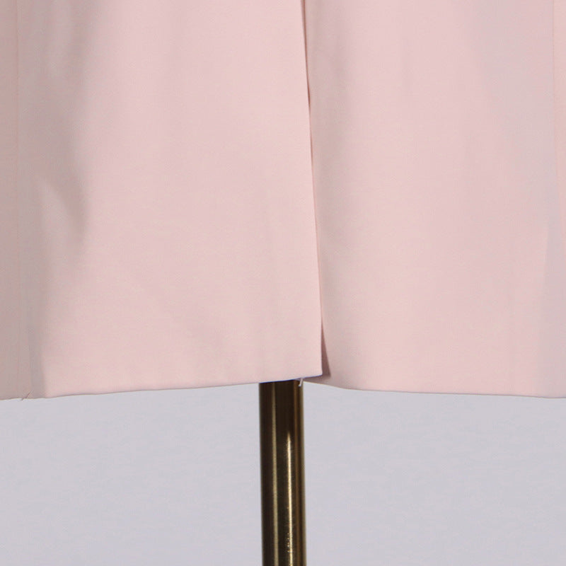 V-Neck Pink Mesh Stitching Long Sleeve Women’s Blazer - Modestly Vogue 