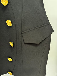 Black Star Rose Metal Buckle Halter Skirt Hip Skirt Set - Modestly Vogue 