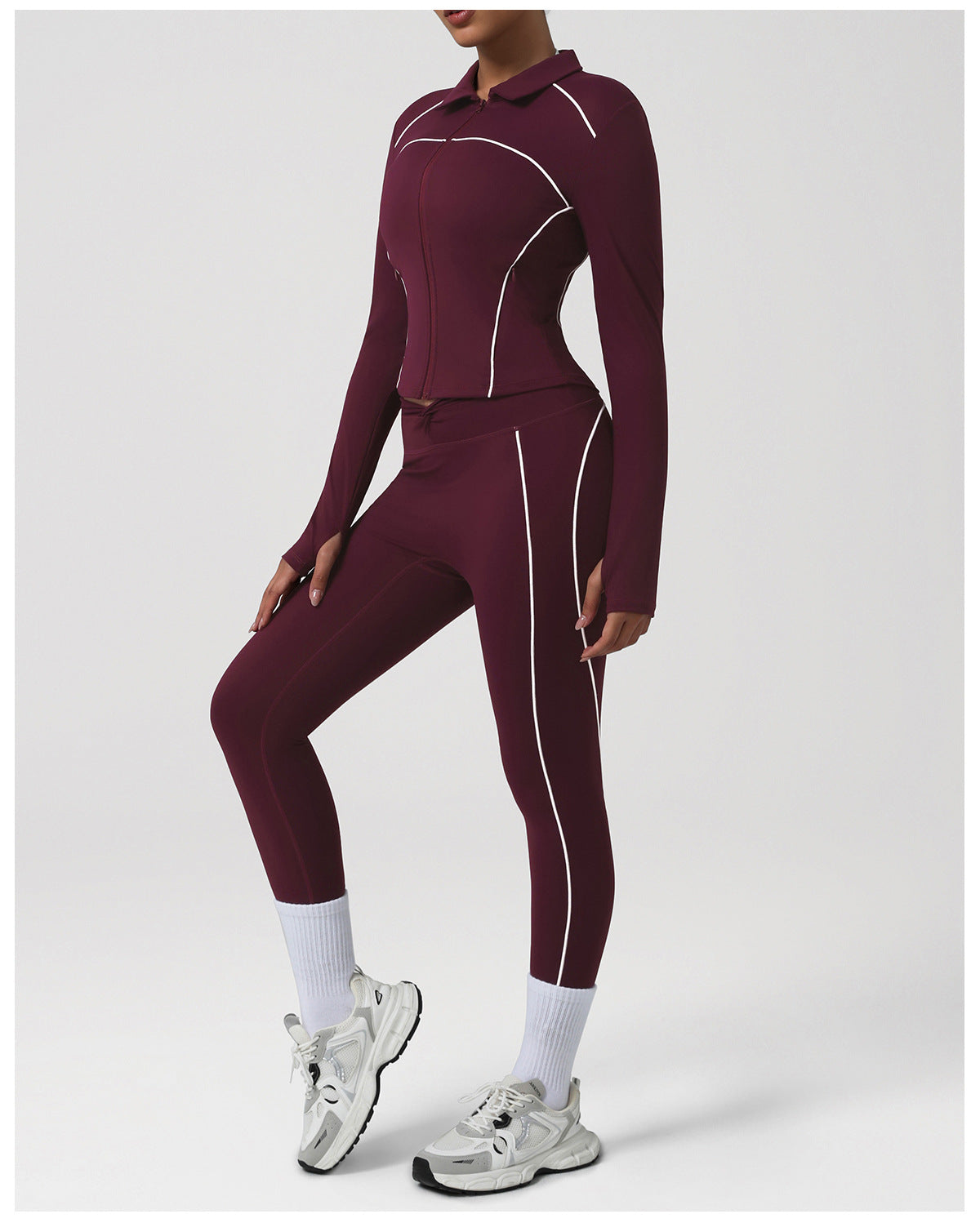 Autumn Winter Nude Feel Contrast Color Yoga Ninth Pants Autumn Winter Sports Workout Clothes Women Running Workout Trousers