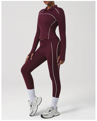 Autumn Winter Nude Feel Contrast Color Yoga Ninth Pants Autumn Winter Sports Workout Clothes Women Running Workout Trousers