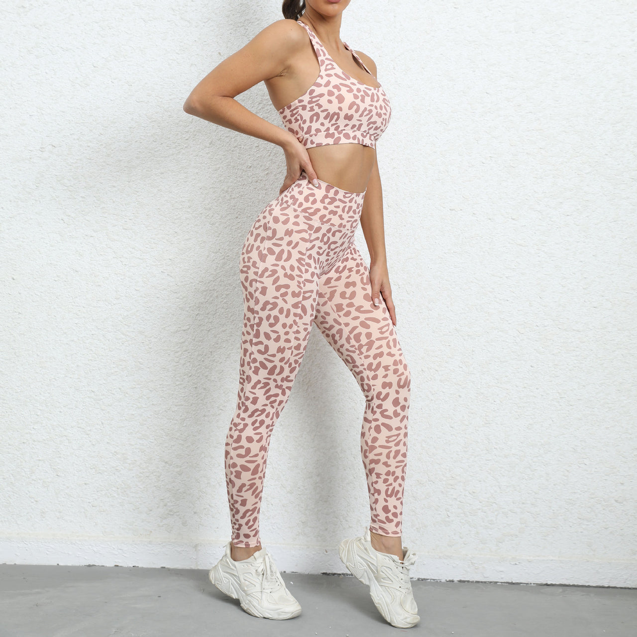 Leopard Print Yoga Clothes Beauty Back Tight Sports Suit Peach Hip Raise High Waist Fitness Suit Women