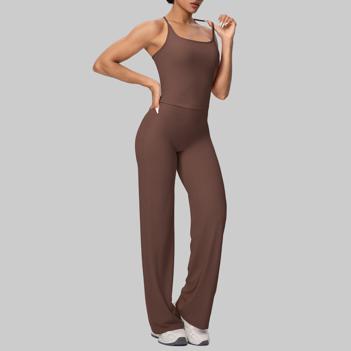 Micro Brushed Solid Color H Shaped Yoga Wear Set