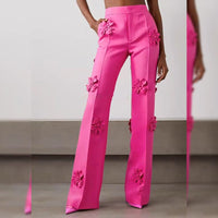Stars Heavy Industry Three-Dimensional Floral Decoration Bootcut 3D Rose Pants Work Pant - Modestly Vogue 