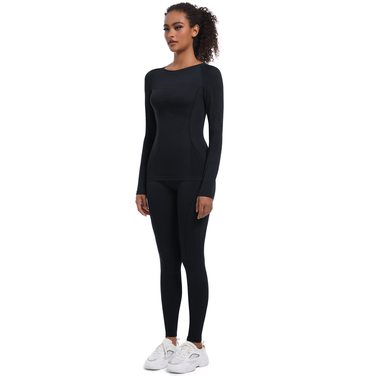 Seamless Knitted Outdoor Cycling Clothing Sports Yoga Long Sleeve Shapewear Ski Sports Sets - Modestly Vogue 
