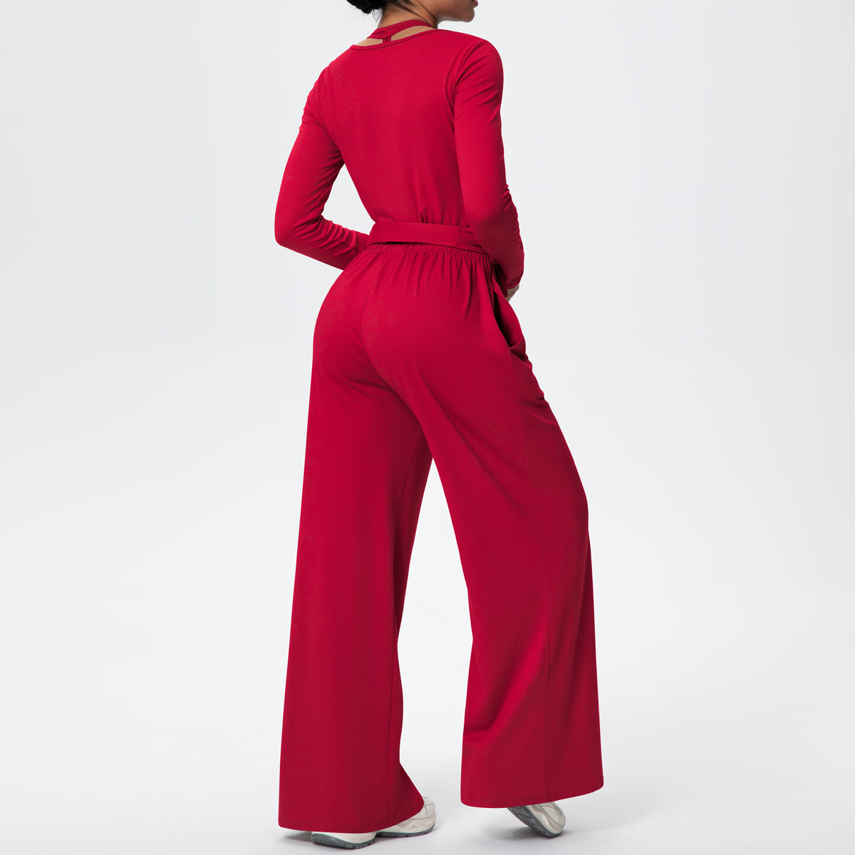 Brushed Quick Drying Yoga Suit Sling Beautiful Back Strap Long Sleeve Hammer Yoga Trousers Three Piece Set - Modestly Vogue 