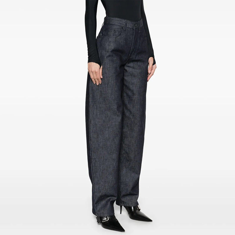 Black Denim Barrel Jeans Pants Trousers - Modestly Vogue 