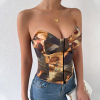 Contrast Color Backless Lace-up Corset Vest with Steel Ring Boning - Modestly Vogue 